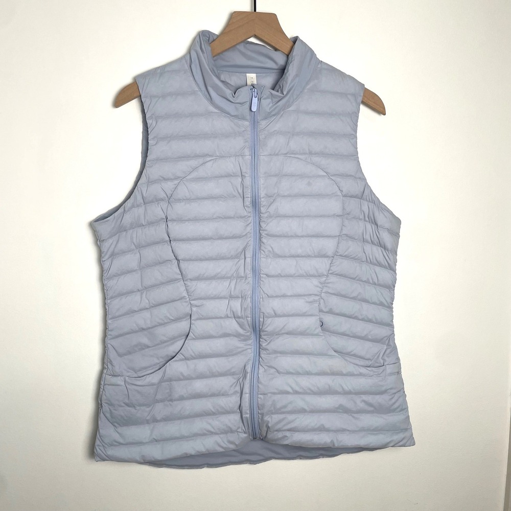 Lululemon Down For It All Vest Women 14 Blue Puffer Athletic Quilted Outdoor